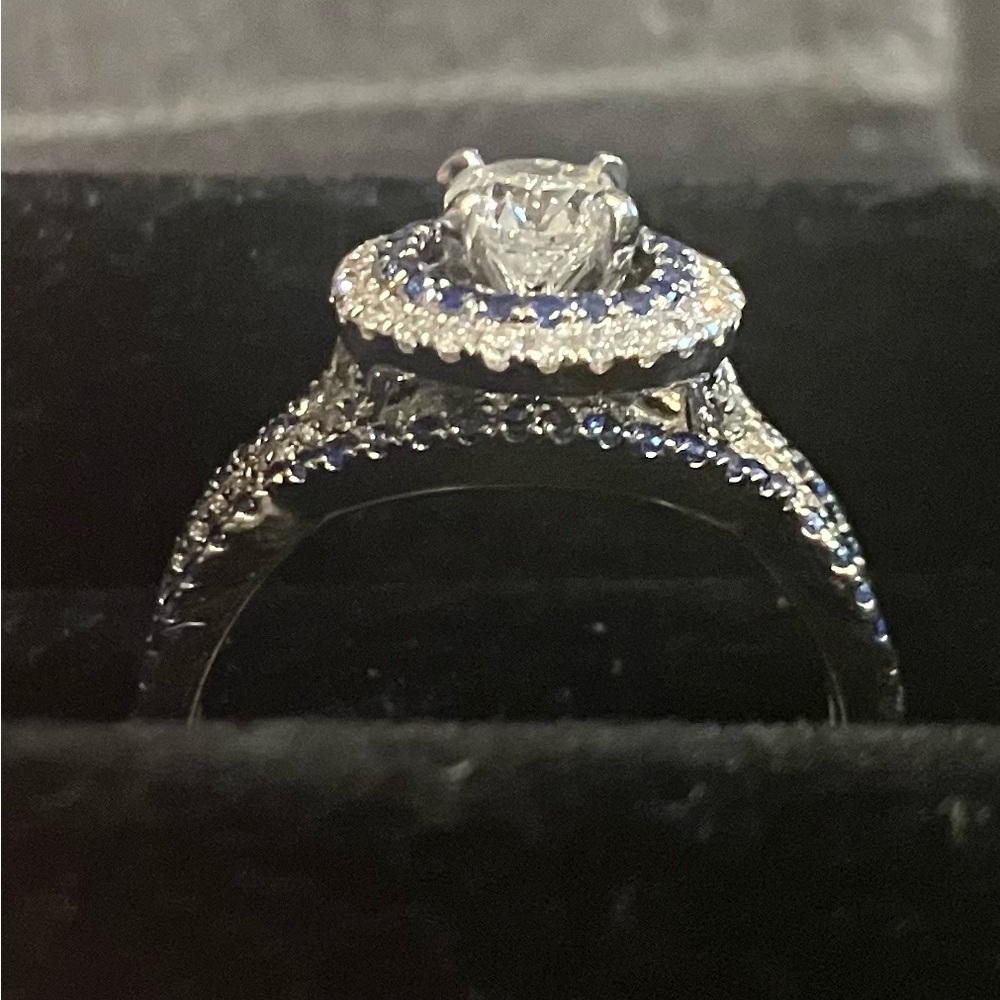 14k White Gold Diamond and Sapphire Wedding Set/Ring by Shane Co. w/ appraisal. - Picture 2 of 4
